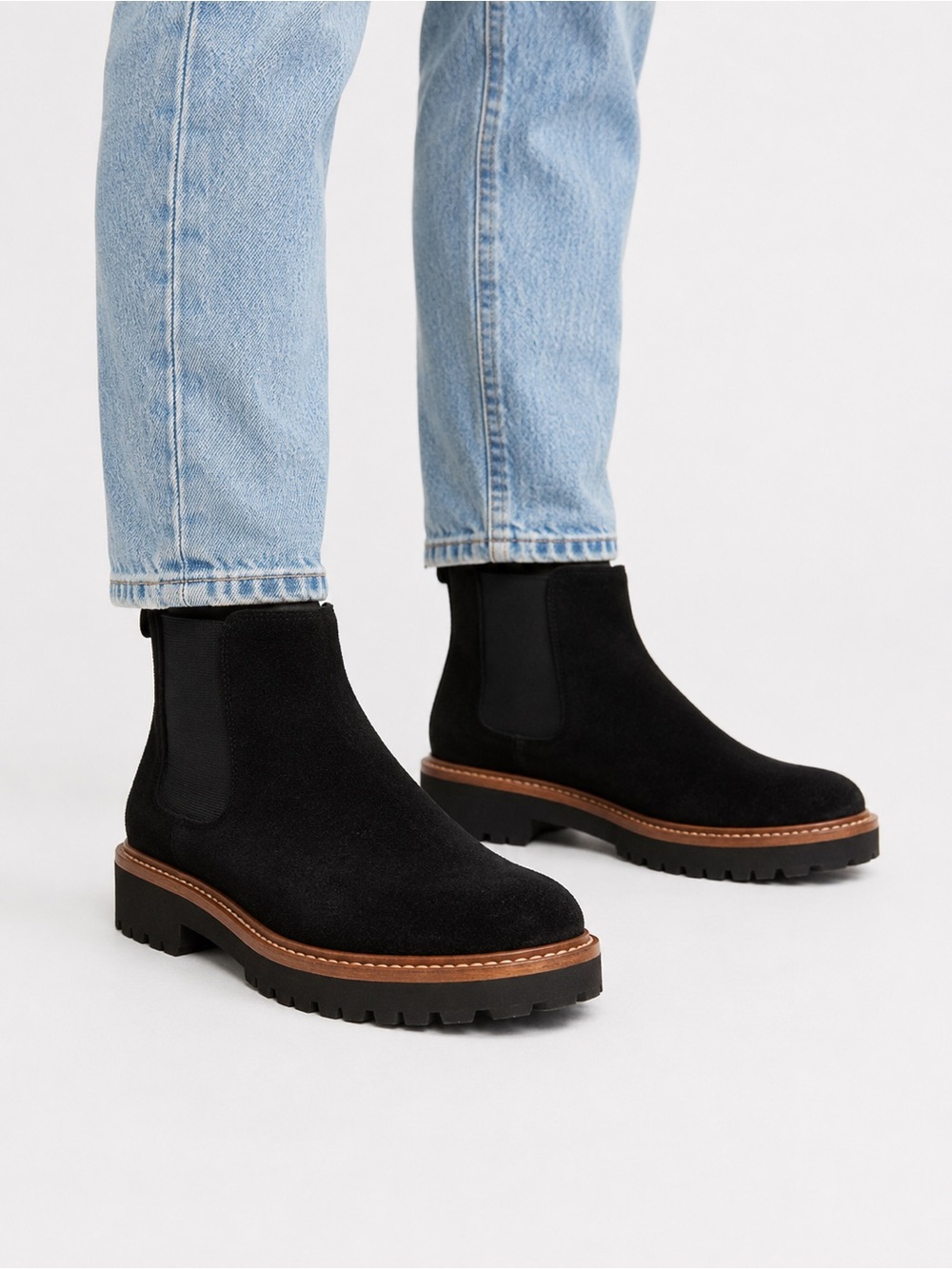 Samuel Hubbard Black Suede Chelsea Lug Sole Boots